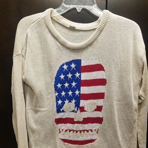 Boutique American Flag skull sweater
